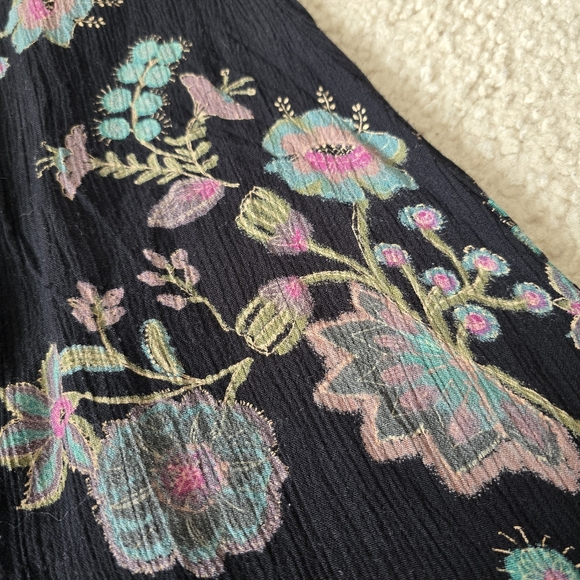 Free People Just the Two of Us Boho Crochet Lace Black and Pink Floral Tunic S - Picture 12 of 14